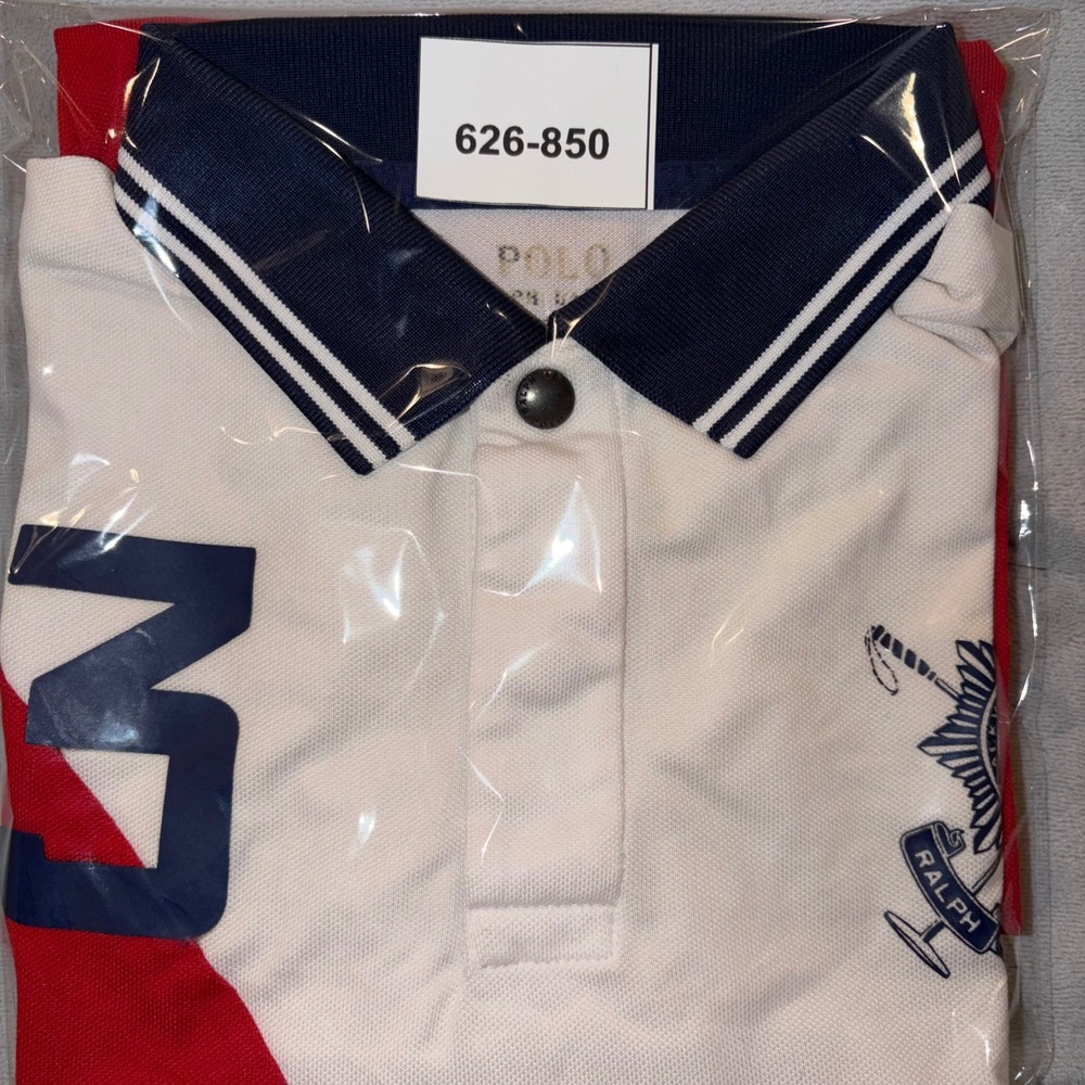 Polo Ralph Lauren Mens Blackwatch Polo Team Shirt Red White Custom Fit Medium - Picture 8 of 11